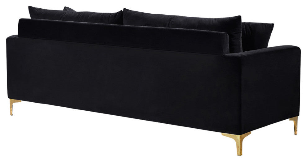 Naomi Velvet Upholstered Sofa, Black