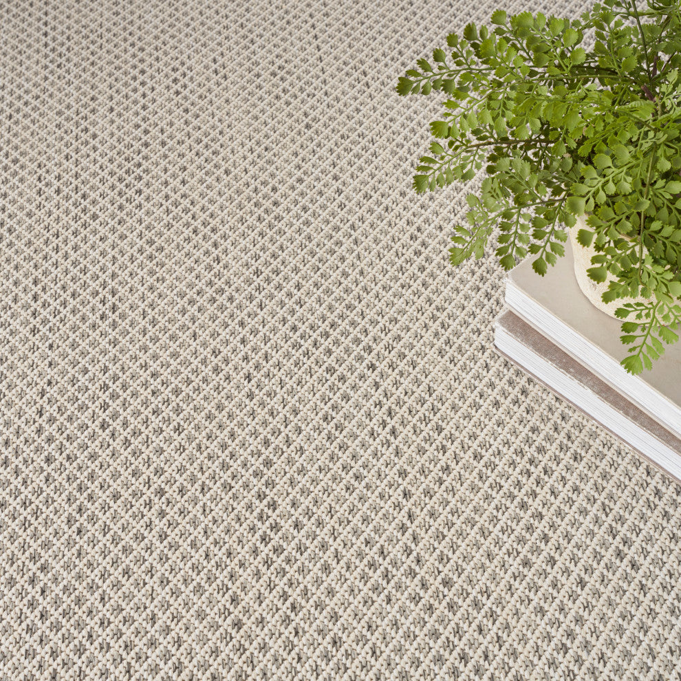 Nourison Courtyard 8' x Round Ivory/Silver Modern Rug