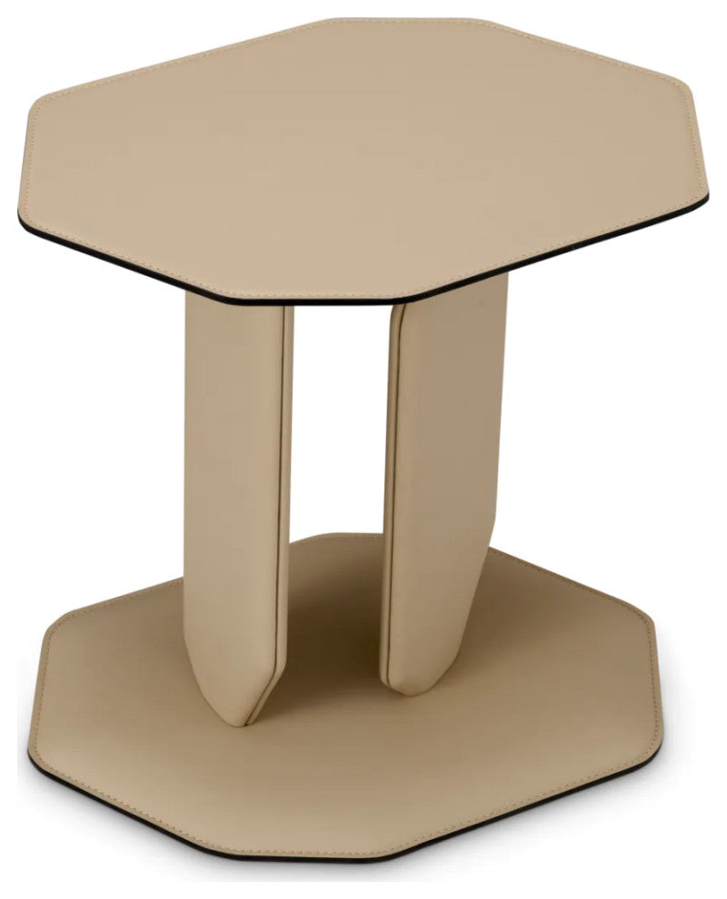 Light Brown Leather Side Table, Eichholtz Maurizio