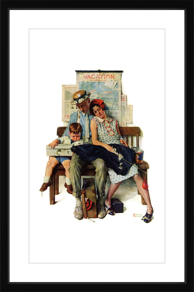 "Home from Vacation" Framed Art Print by Norman Rockwell