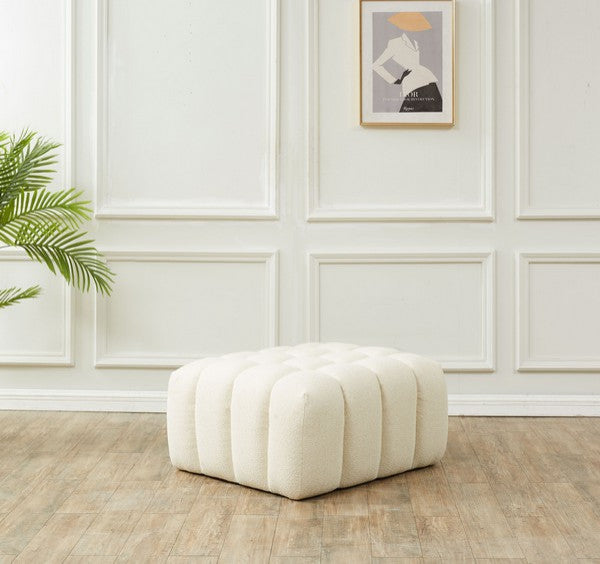 Safavieh Couture Calyna Boucle Ottoman, Creme