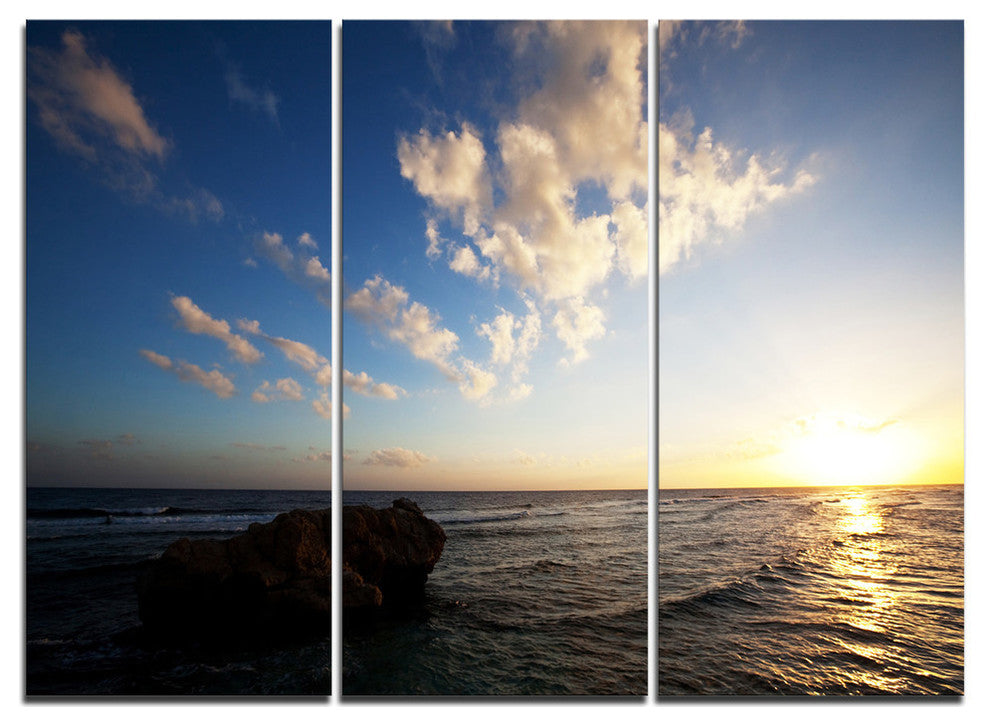 "Evening Sea after Heavy Storm" Beach Metal Wall Art, 3 Panels, 36"x28"
