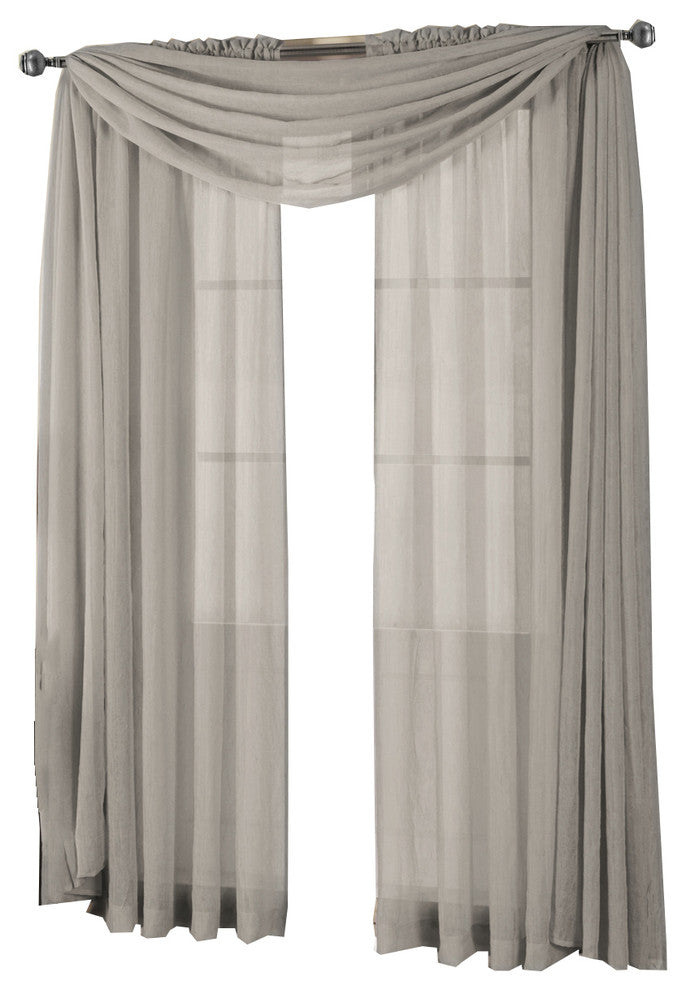 Abri Single Rod Pocket Sheer Curtain Panel, Gray, 50"x84"