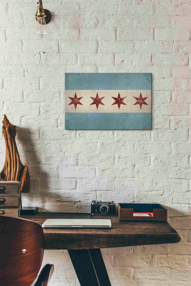 Epic Graffiti 'Chicago Flag' by Ryan Fowler, Giclee Canvas Wall Art, 18"x12"