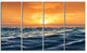 "Blue Waves Dancing At Yellow Sunset" Beach Canvas Wall Art, 4 Panels, 48"x28"