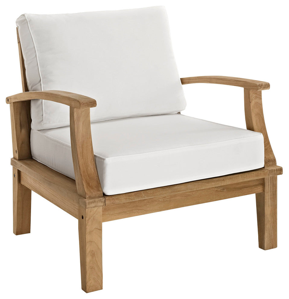 Modern Contemporary 3-Piece Set, Outdoor Patio Teak Sofa Set, White Wood
