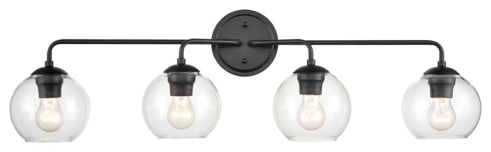 4-Light 35" Matte Black Bathroom Vanity Light