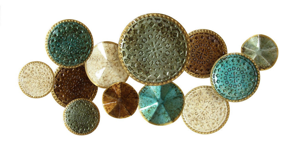 HomeRoots Textured Metal Multi Plates Wall Decor