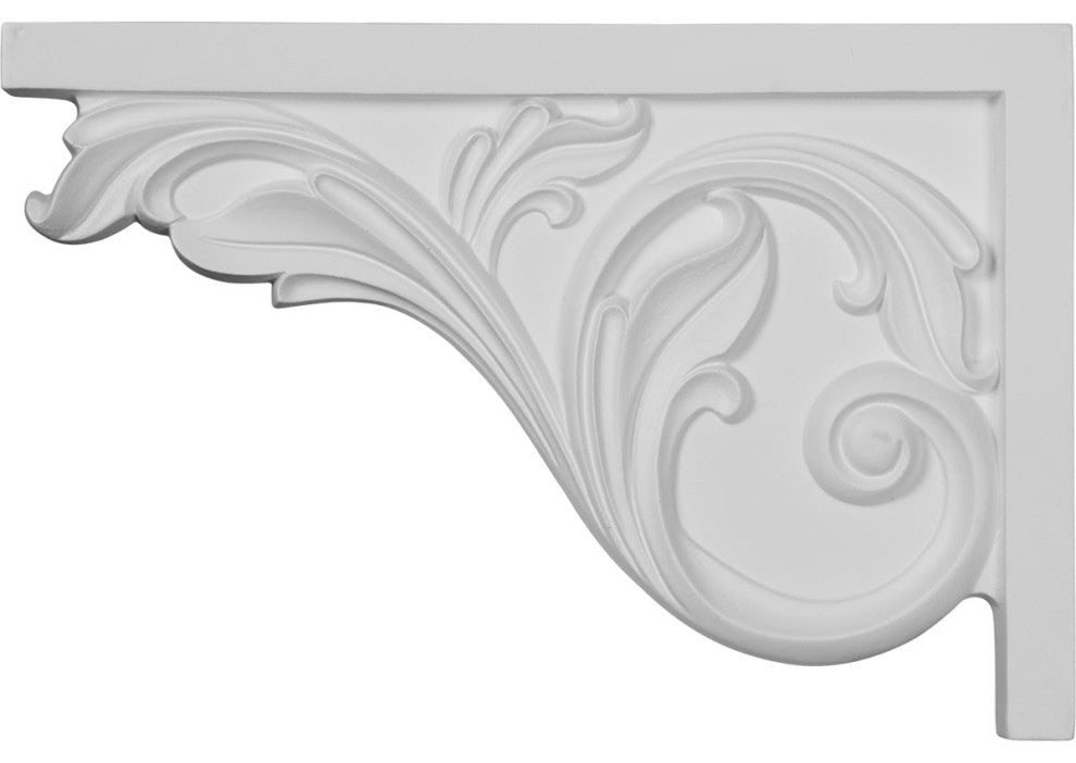 11 3/4"W x 7 3/4"H x 3/4"D Large Acanthus Stair Bracket, Left