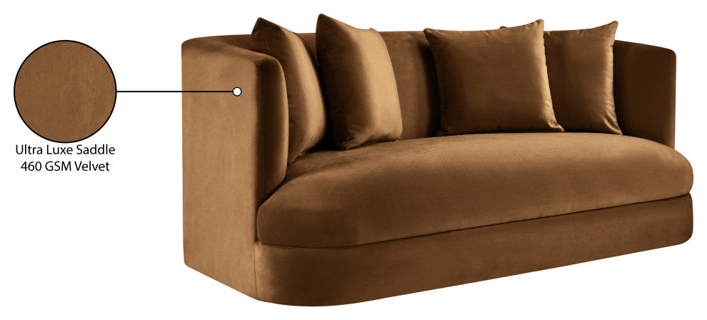 Alder Upholstered Chair, Saddle, Velvet, Loveseat