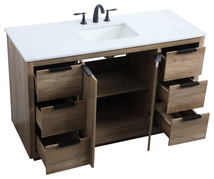Bethany Single Bathroom Vanity, Natural Oak, 54"