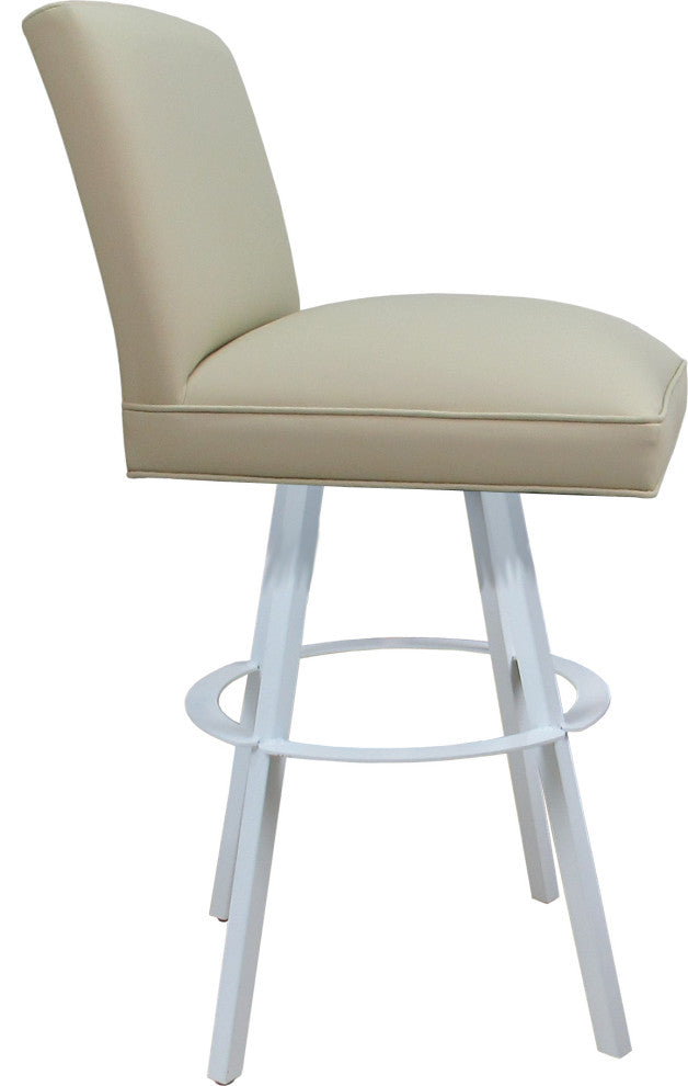 Swivel Sommerville Stool on Warren Base, Ocean Beige Vinyl - White, 26"
