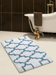 Cotton Dual Color Geometric Pattern Bath Rug, New Blue, 34"x21"