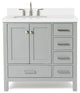 ARIEL Cambridge 37" Left Offset Rectangle Sink Gray Bathroom Vanity Quartz Top