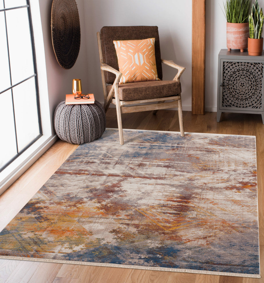 Distressed Geometric Area Rug, 2' X 3'
