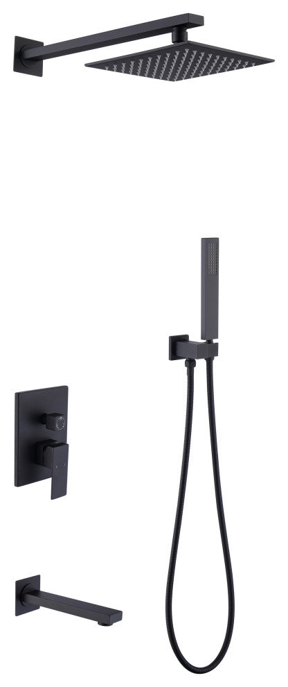 Alam Empolo 8" Wall mount Rain Shower Set, Black
