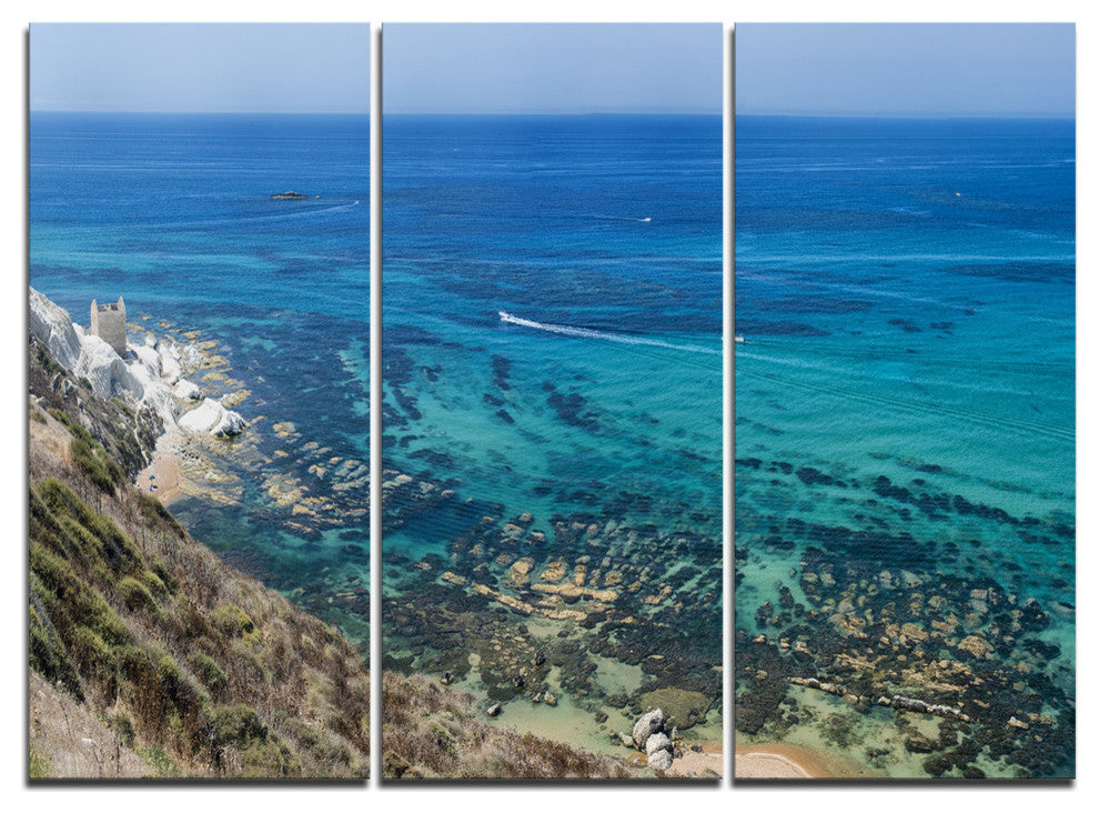 "White Tip Agrigento in Sicily Italy" Metal Wall Art, 3 Panels, 36"x28"