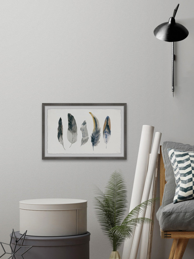"Shaded Feathers" Framed Painting Print, 24"x16"