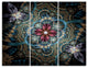 "Dark Purple Fractal Flower" Digital Canvas Print, 3 Panels, 36"x28"