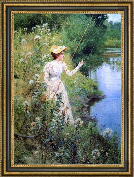 Francis Coates Jones the Gentle Angler Framed Premium Canvas Print, 18"x27"