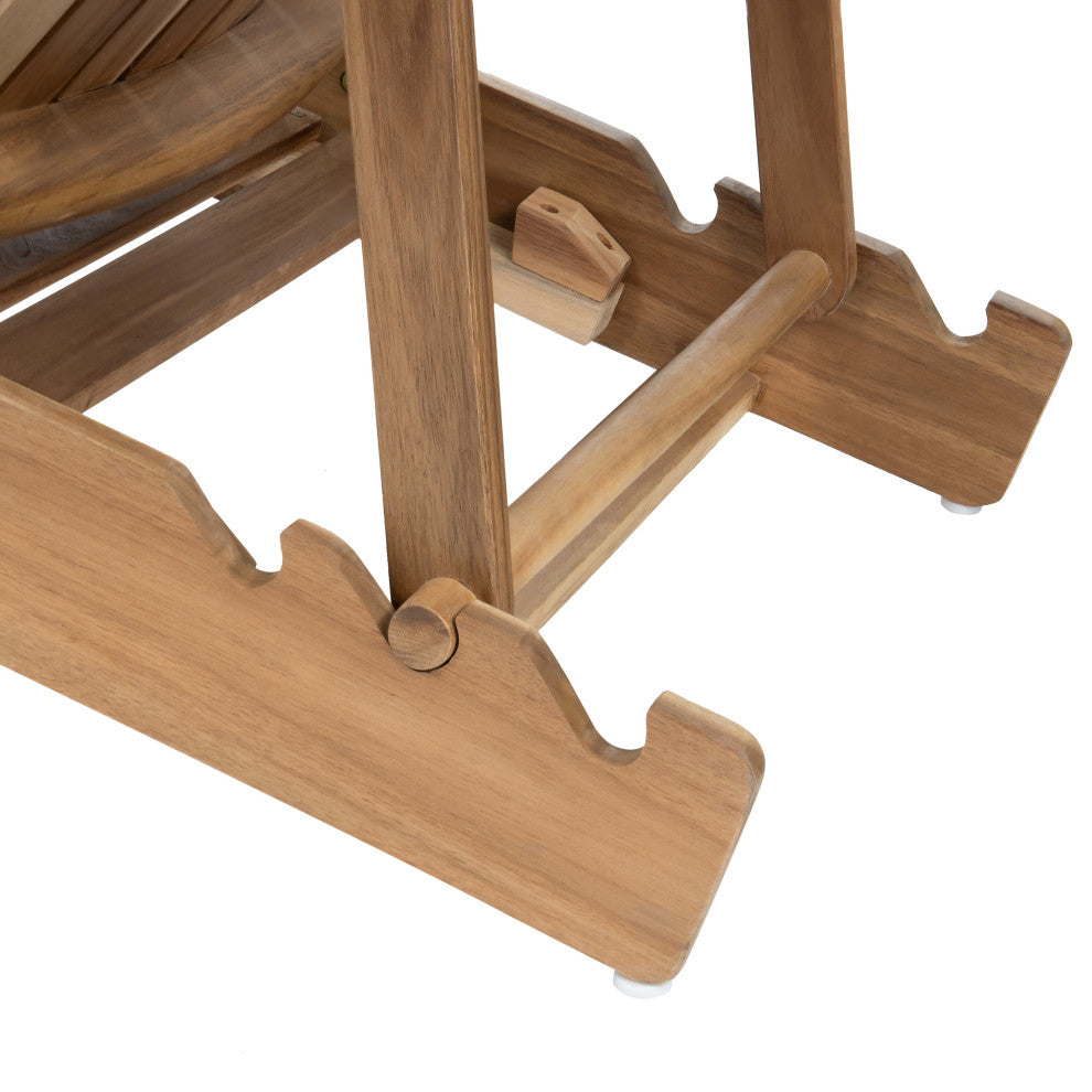 GDF Studio Katherine Outdoor Reclining Wood Adirondack Chair With Footrest, Natural