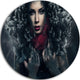 Passionate Woman In Feather Hood, Art Portrait Disc Metal Wall Art, 36"
