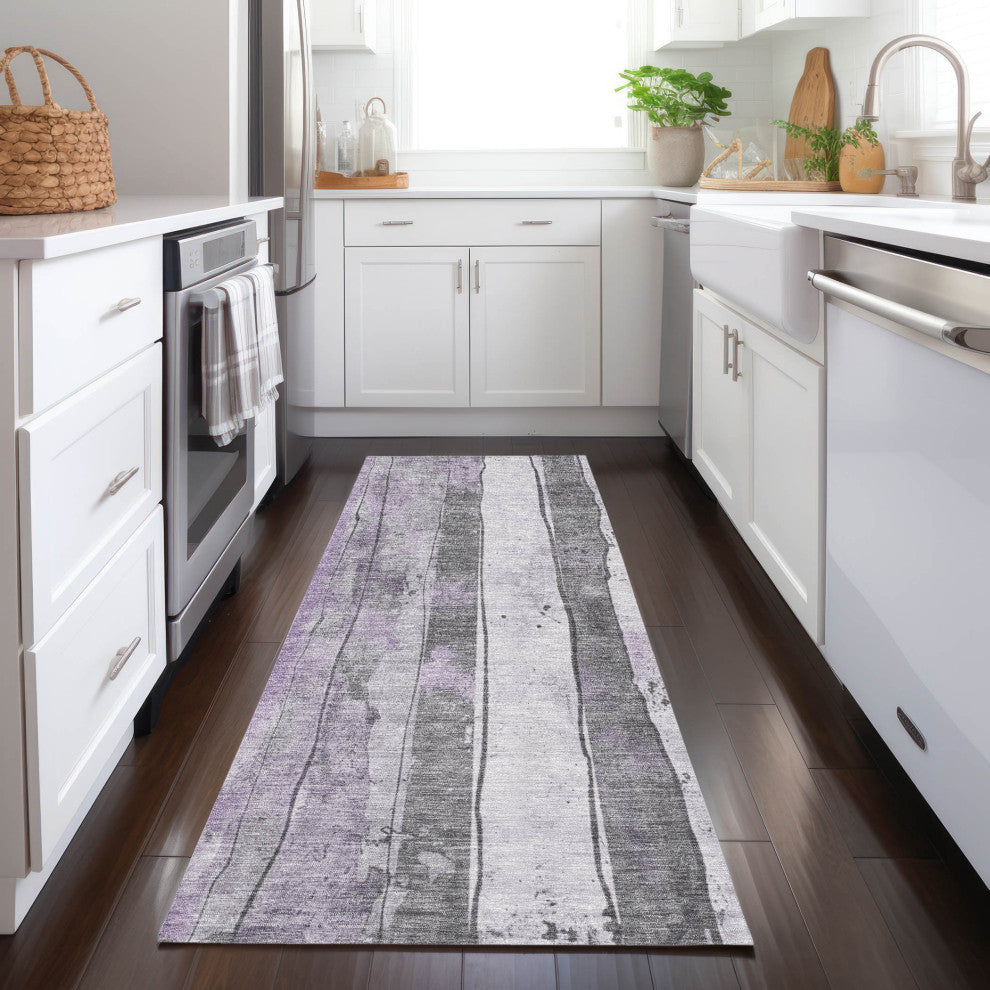 Machine Washable Indoor/Outdoor Chantille ACN1874 Violet 2'3" x 7'6" Runner Rug