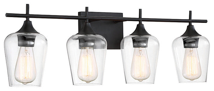 Octave Bathroom Vanity Light, English Bronze, 4-Light