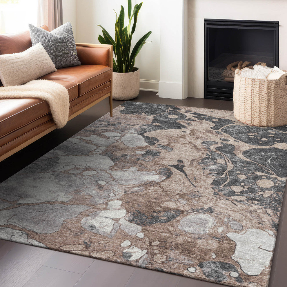 Machine Washable Indoor/Outdoor Chantille ACN1909 Mocha 10' x 14' Rug