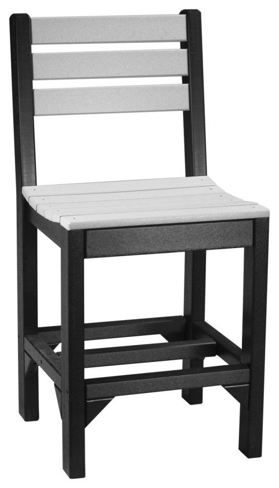 Set of 4 Poly Island Dining Chairs, Dove Gray & Black, Counter Height