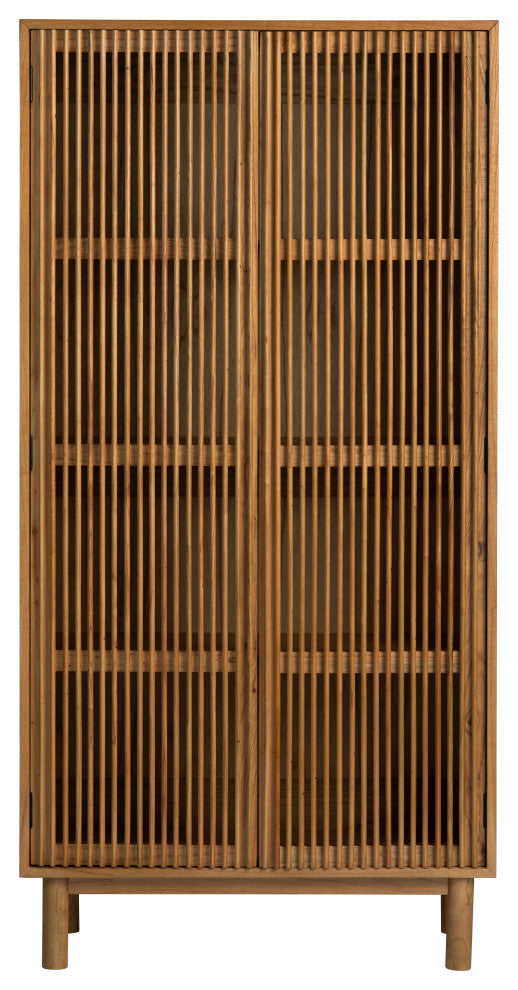 Two Door Tall Brown Curio Cabinet
