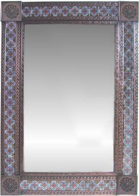 Big Brown Gerona Tile Talavera Tin Mirror