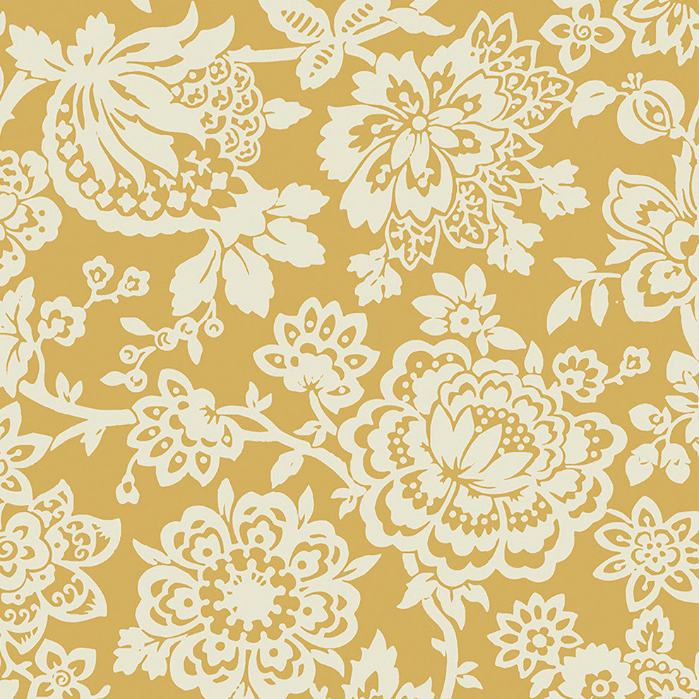 Laura Ashley Trailing Laurissa Wallpaper, Pale Ochre Yellow