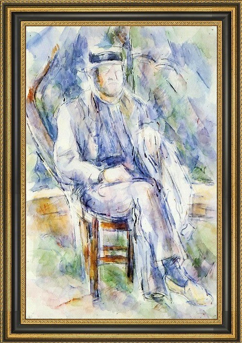 Paul Cezanne Peasant in a Straw Hat - 18" x 27" Framed Premium Canvas Print