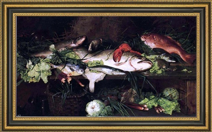 Lawrence Carmichael Earle the Day's Catch Framed Premium Canvas Print, 15"x30"