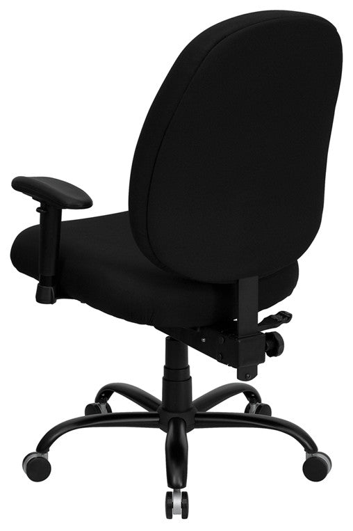 400 lb. Rated Black Fabric Executive Swivel Chair with Adjustable Arms