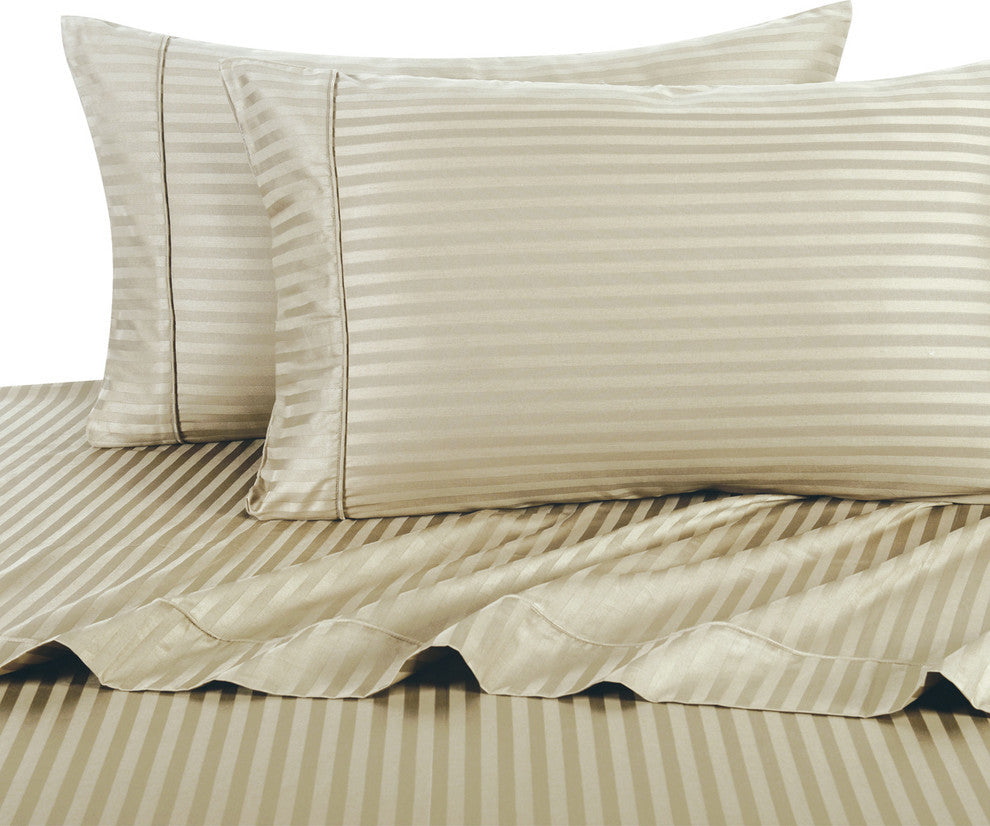 2-PC 650 TC Striped Cotton Blend Pillowcases, Linen, Standard