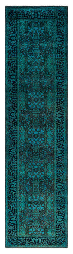 Overdyed One-of-a-Kind Hand-Knotted Area Rug Green, 2' 8" x 10' 7"