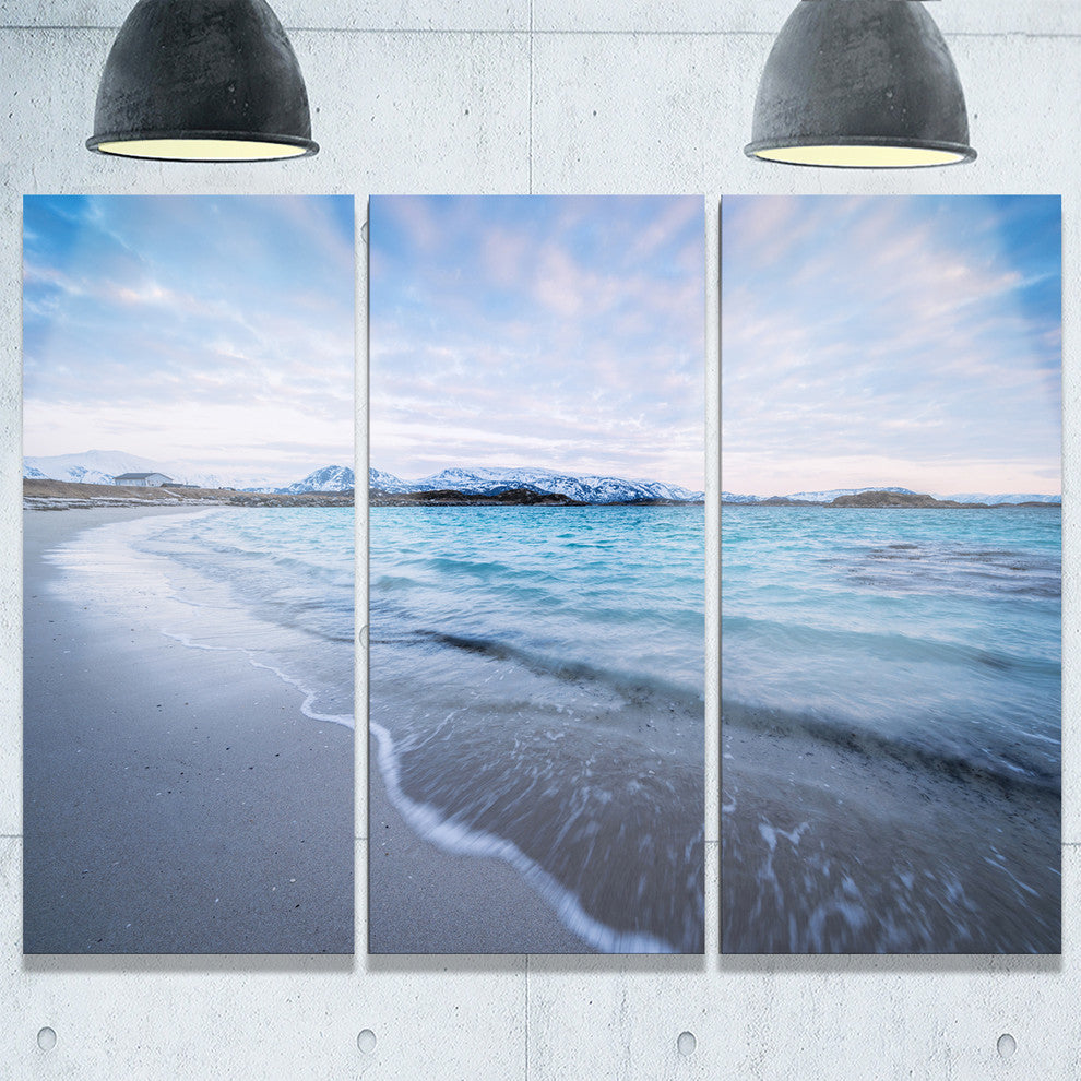 "Waves Splashing the Calm Seashore" Metal Wall Art, 3 Panels, 36"x28"