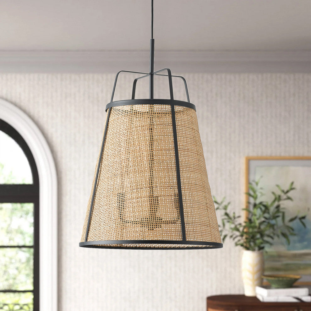 Farmhouse 3-Light Hand Woven Bamboo Kitchen Island Pendant Light Fixture