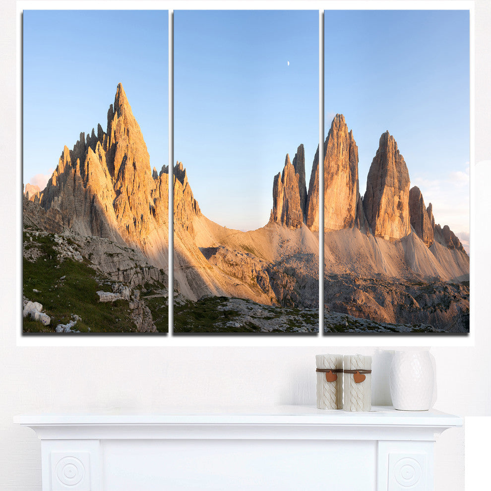 "Tre Cime and Monte Paterno at Sunset" Metal Wall Art, 3 Panels, 36"x28"