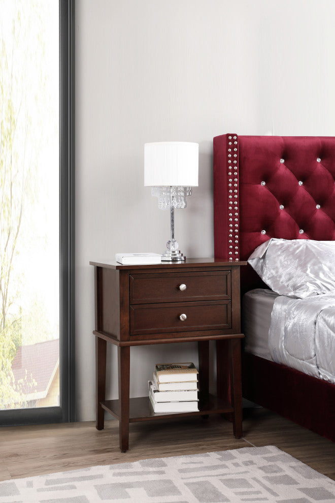 Glory Furniture Newton 2 Drawer Nightstand in Cappuccino