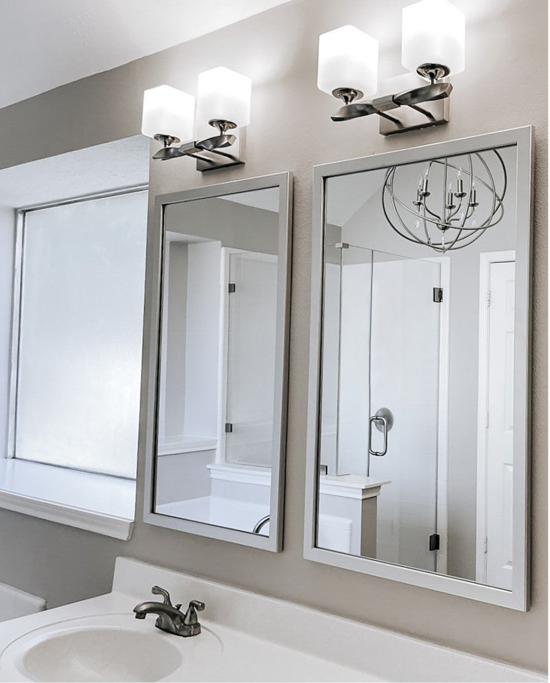 Ellis Framed Wall Mirror, Brushed Chrome, 36"x54"