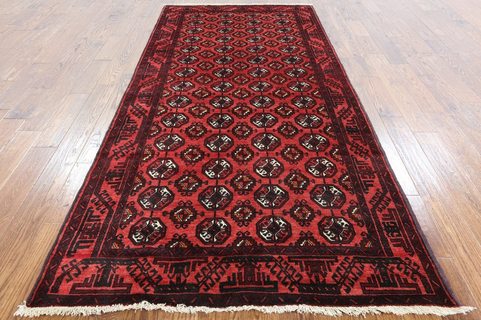 5'x9 Wool on Wool Persian Handmade Bokhara Design Area Rug, W2342