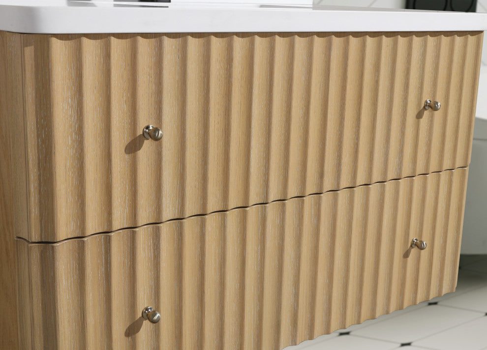 La Jolla Bathroom Vanity, Washed Oak, 36", Single Sink, Floating