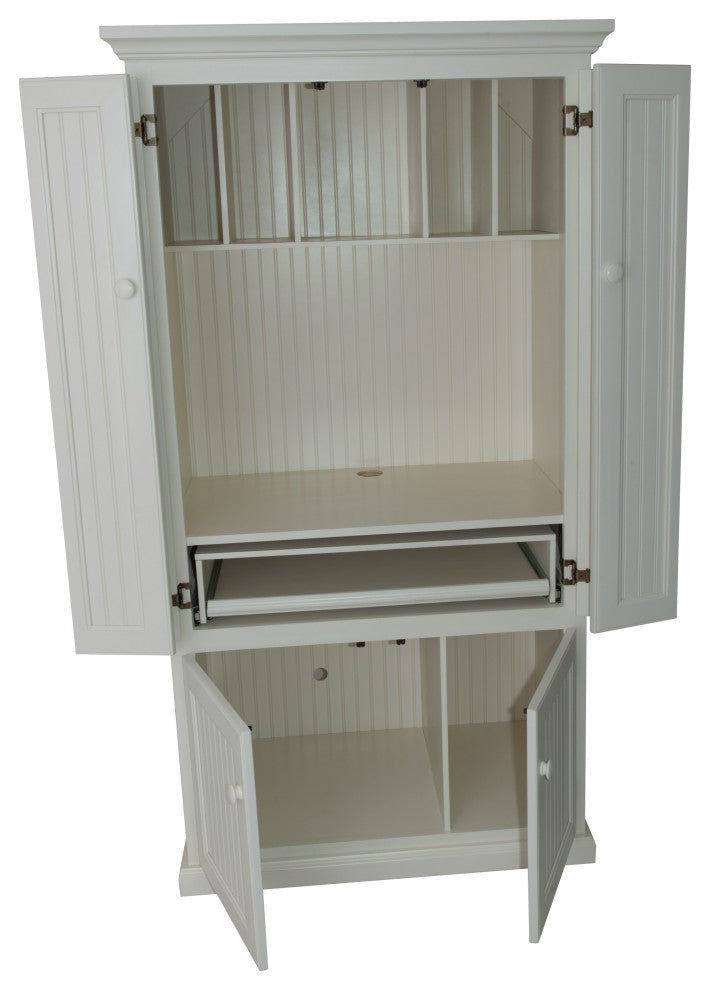 Eagle Furniture Coastal Computer Armoire Work Station, Soft White