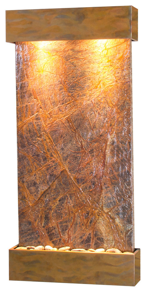 Whispering Creek Water Feature, Brown Marble, Rustic Copper