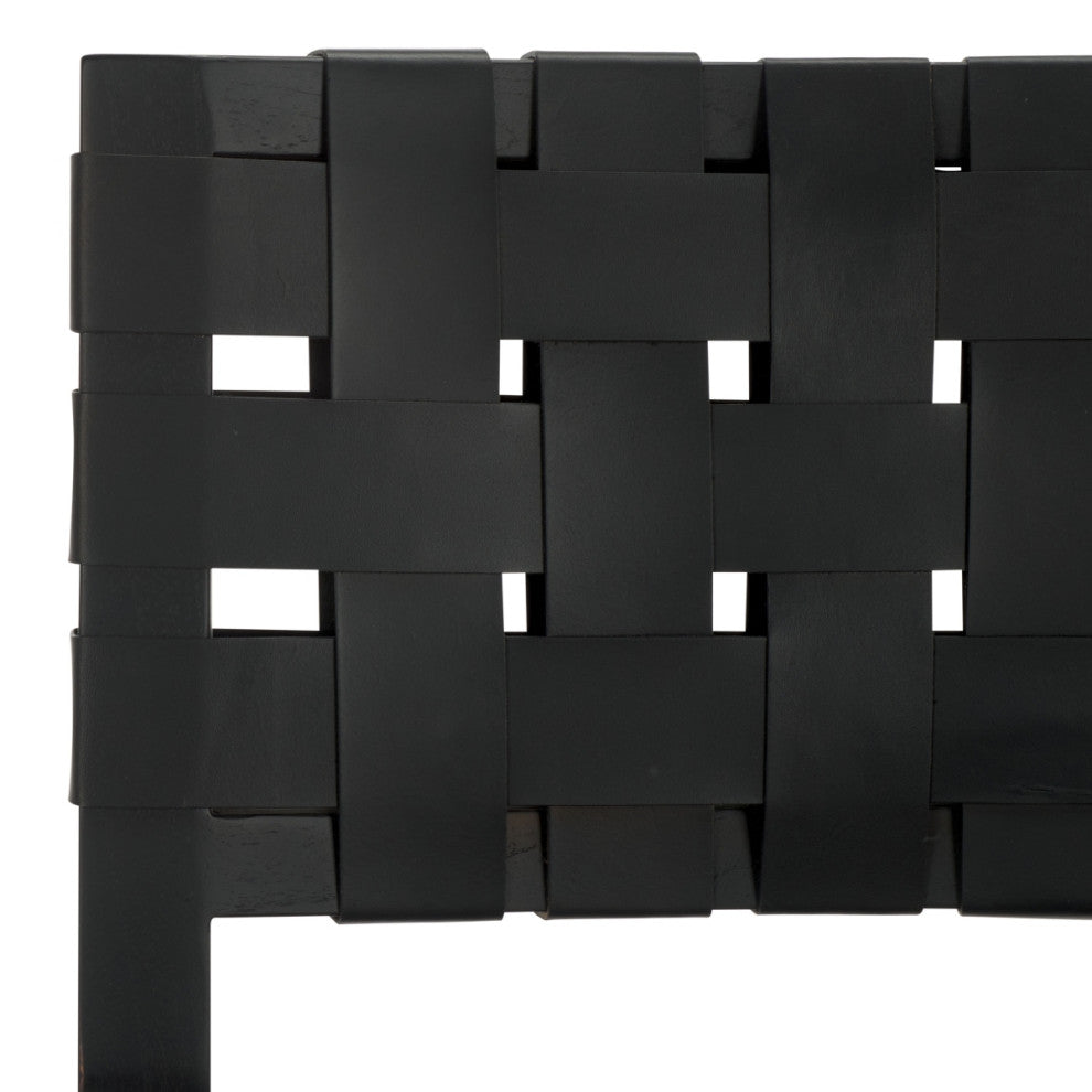 Safavieh Couture Bette Woven Leather Dining Chair, Black