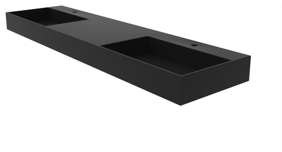 CastelloUSA Juniper Bathroom Vanity Top, Black, 72", Double Basin, Standard