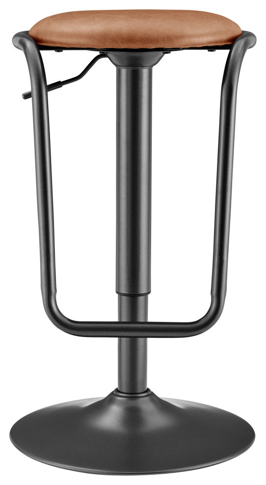 Elijah PU Gaslift Bar Stool,, Set of 2, Toasted Caramel